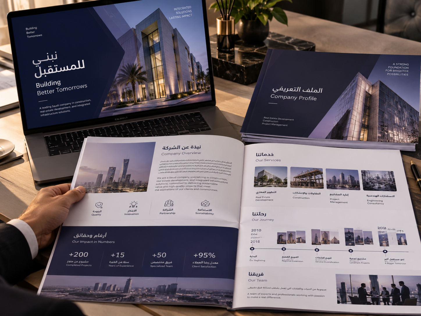 تصميم وتجهيز الملفات التعريفية (Company Profile)